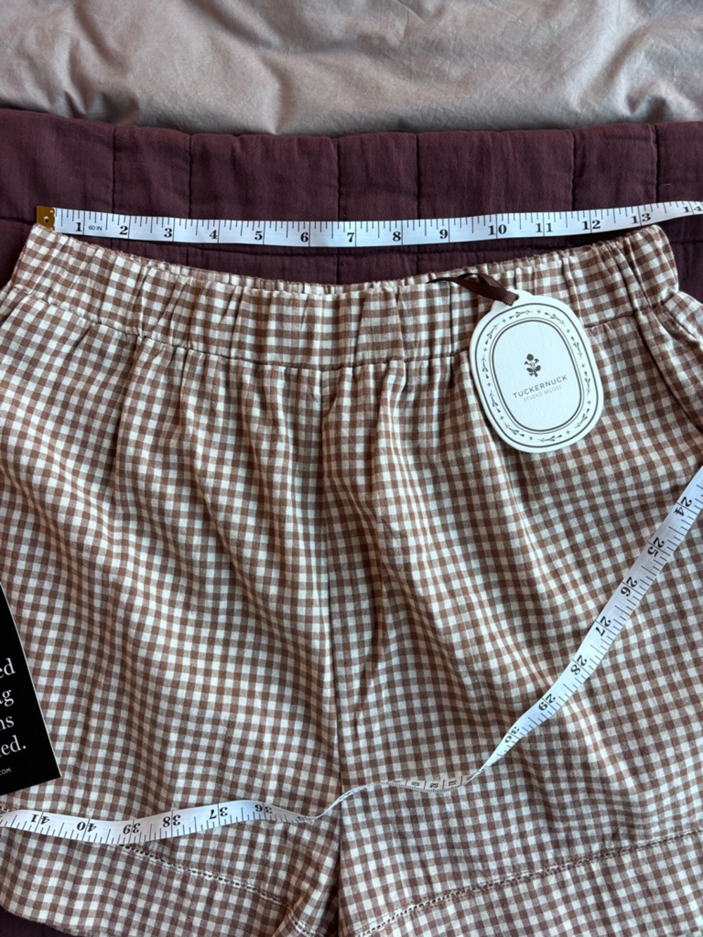 NWT Tuckernuck x Studio McGee Agusta Shorts in Mocha Cotton Gingham Size S - Picture 12 of 12